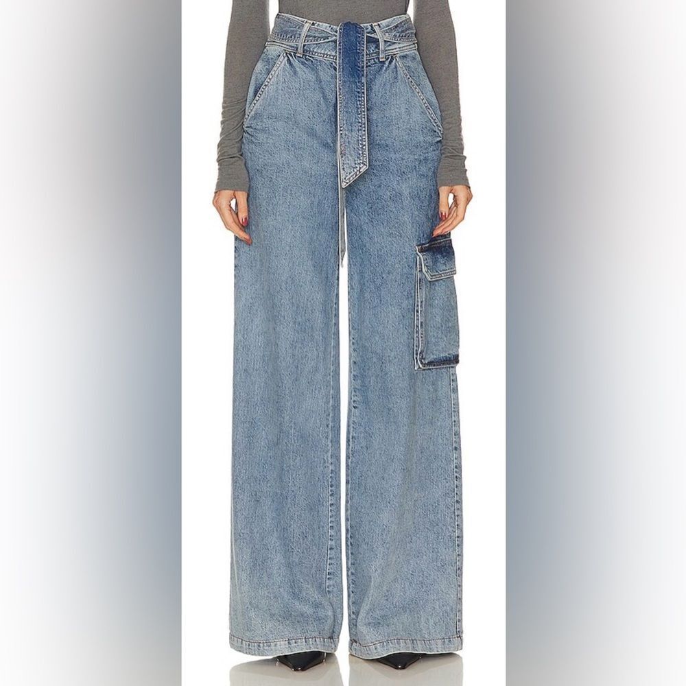 VERONICA BEARD Belisa high-rise cargo jeans Wide-Leg Blue Jeans size 27 - Picture 1 of 7